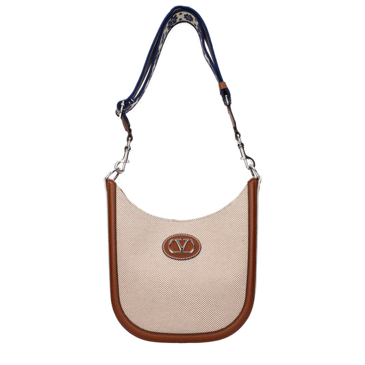 Beige Fabric Crossbody Bag