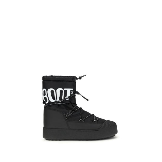 Black Nylon Lace-Up Boots