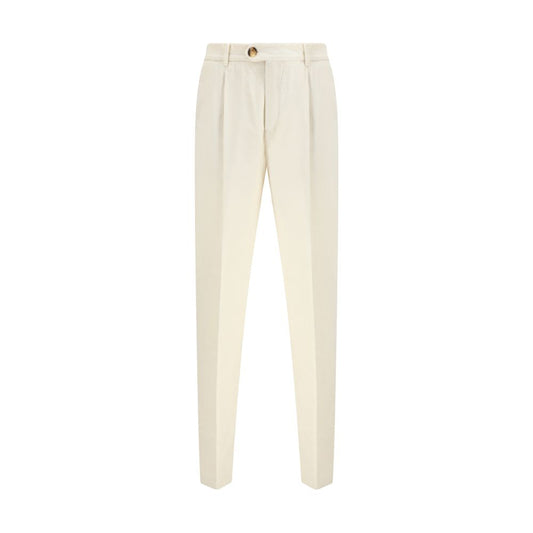 Cream Cotton Casual Pants