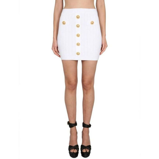White Polyester Mini Skirt