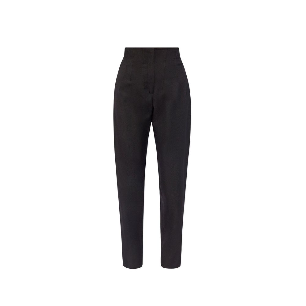 Black Elastane Casual Pants