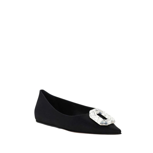 Black Silk Ballet Flats