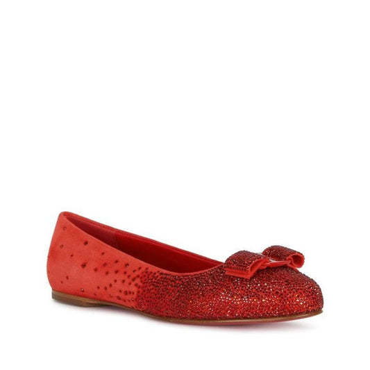 Red Calfskin Ballet Flats