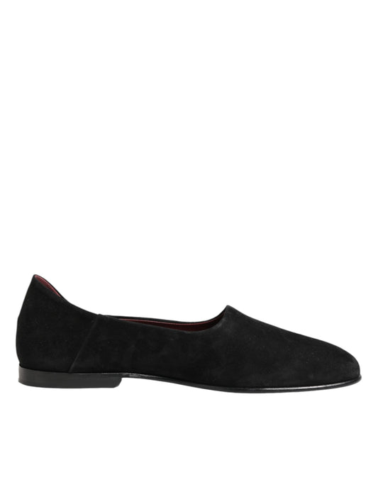 Black Leather Suede Slip On Loafers Dress Shoes