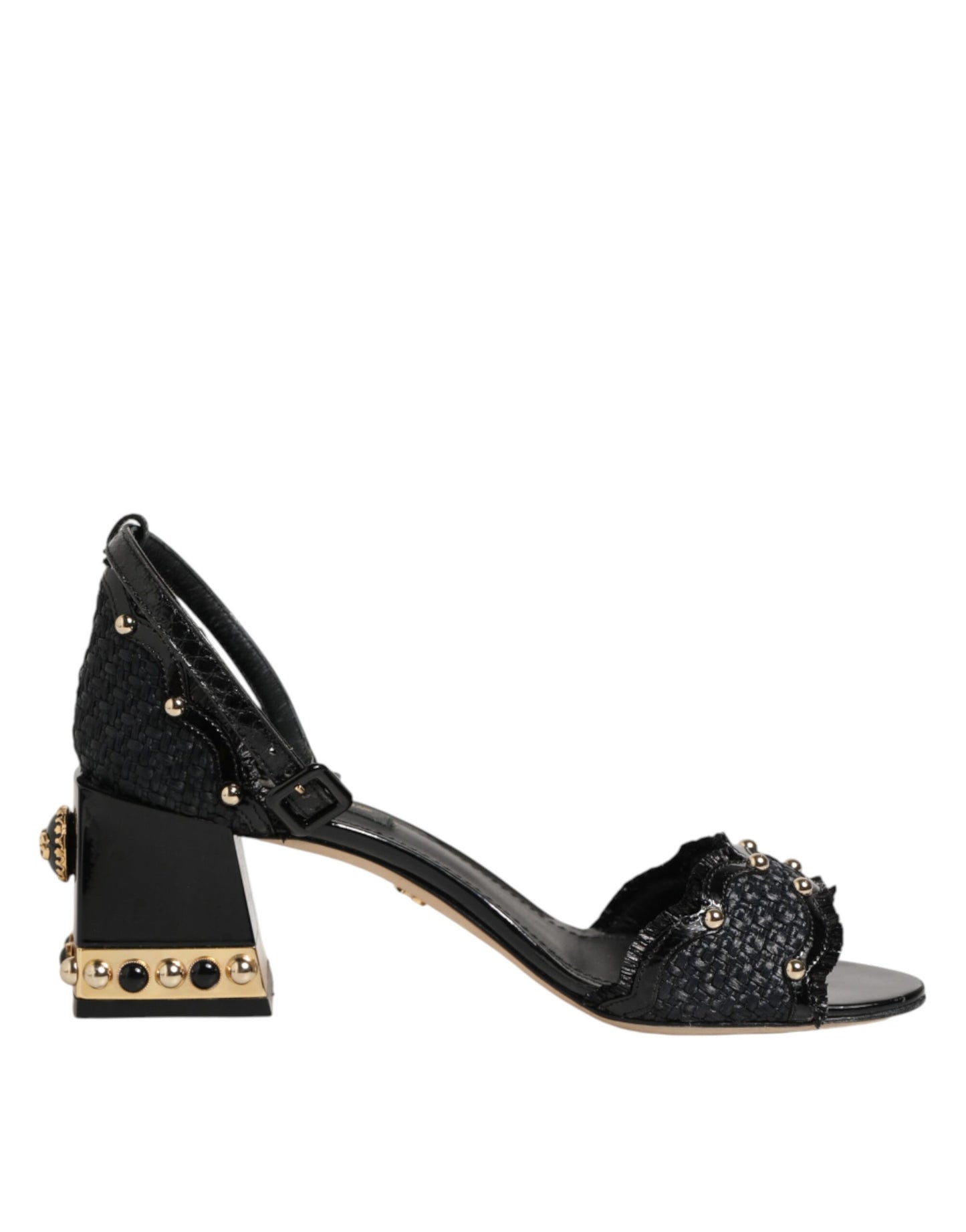 Black Studded Ankle Strap Sandals Shoes