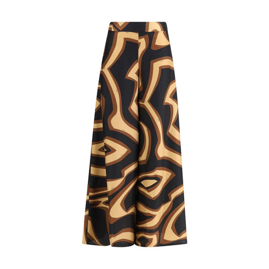 Multicolor Silk Casual Pants