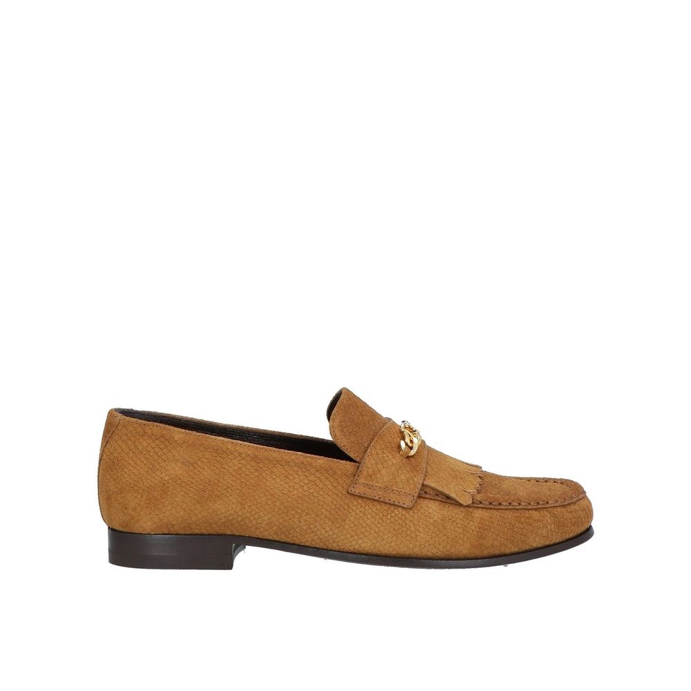 Brown Calfskin Slip-On Loafers