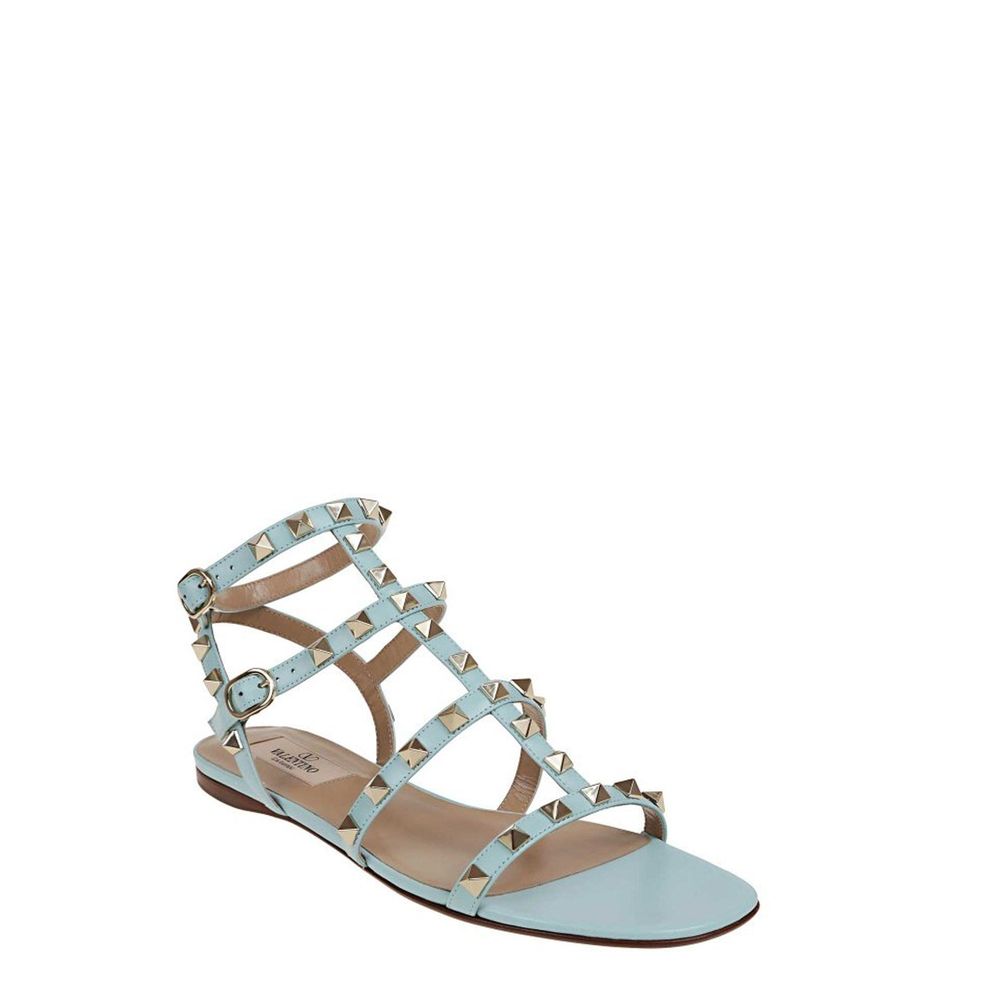 Blue Calfskin Strap-On Sandals