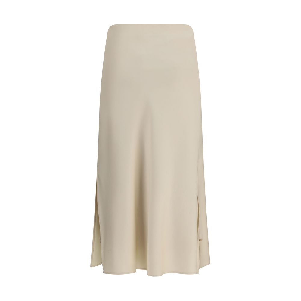 Cream Acetate Midi Skirt