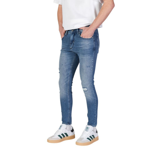 Blue Cotton Skinny Jeans