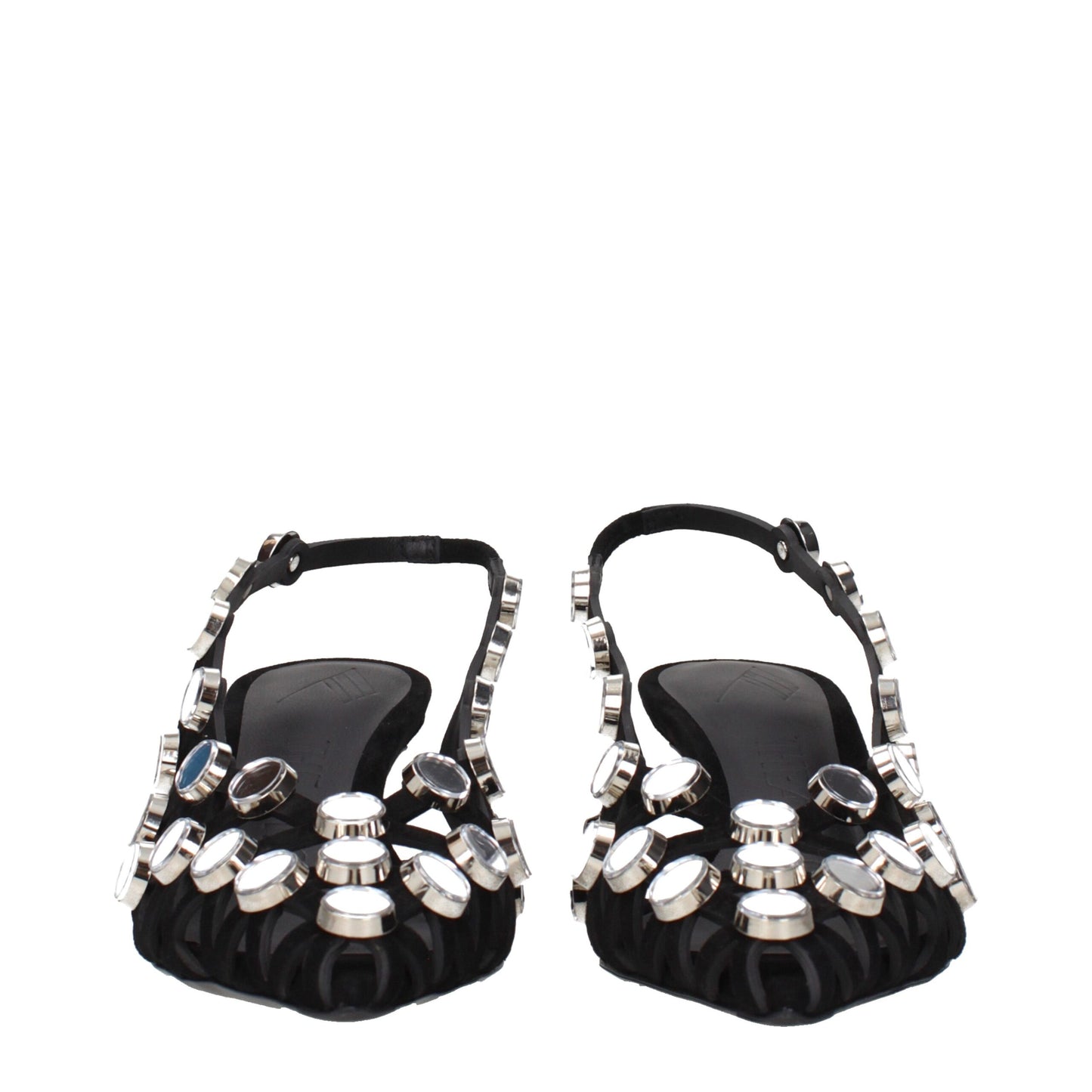 Black Leather Stiletto Heel Sandals