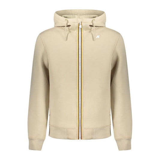 Beige Polyester Men Sweater with Hood