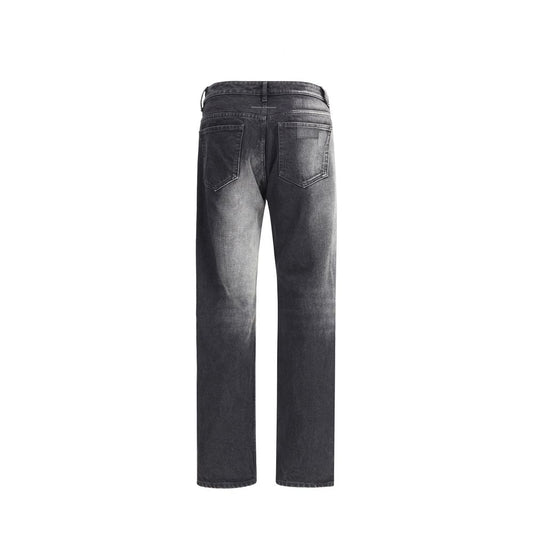 Black Cotton Straight-Leg Jeans