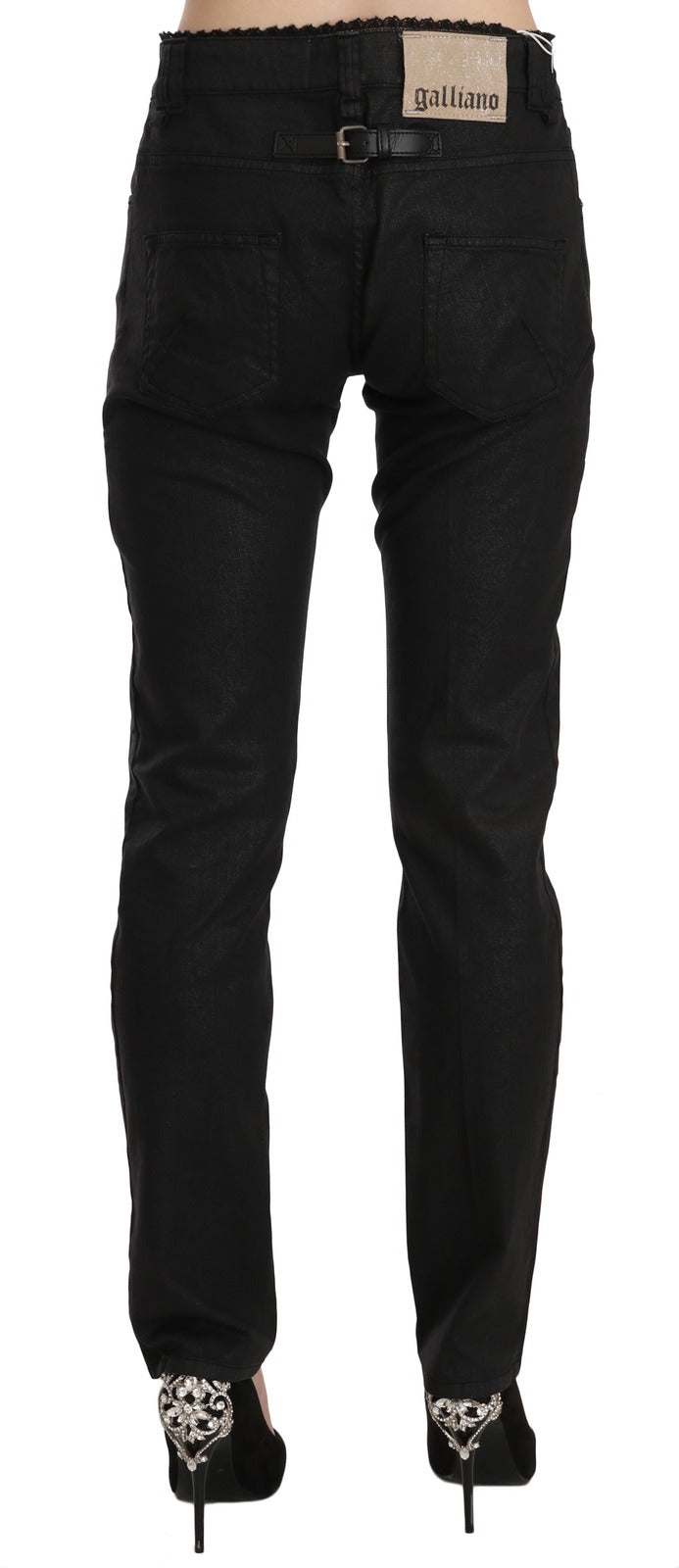 Black Mid Waist Skinny Cotton Casual Denim Jeans