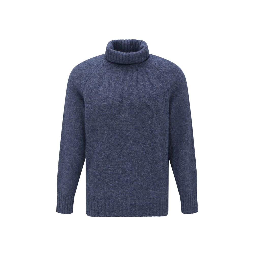 Blue Alpaca Leather Turtleneck