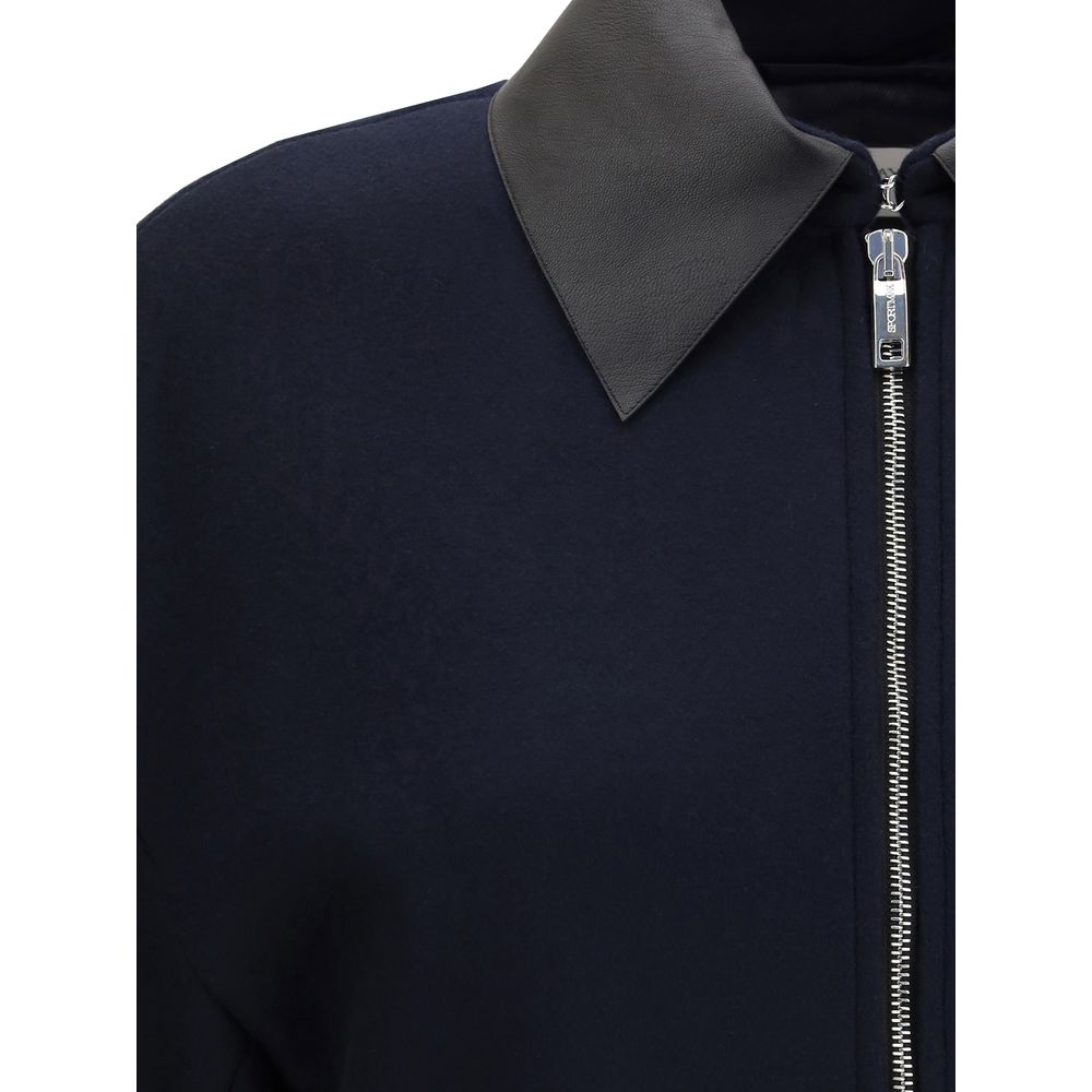 Blue Fleece Wool Coat