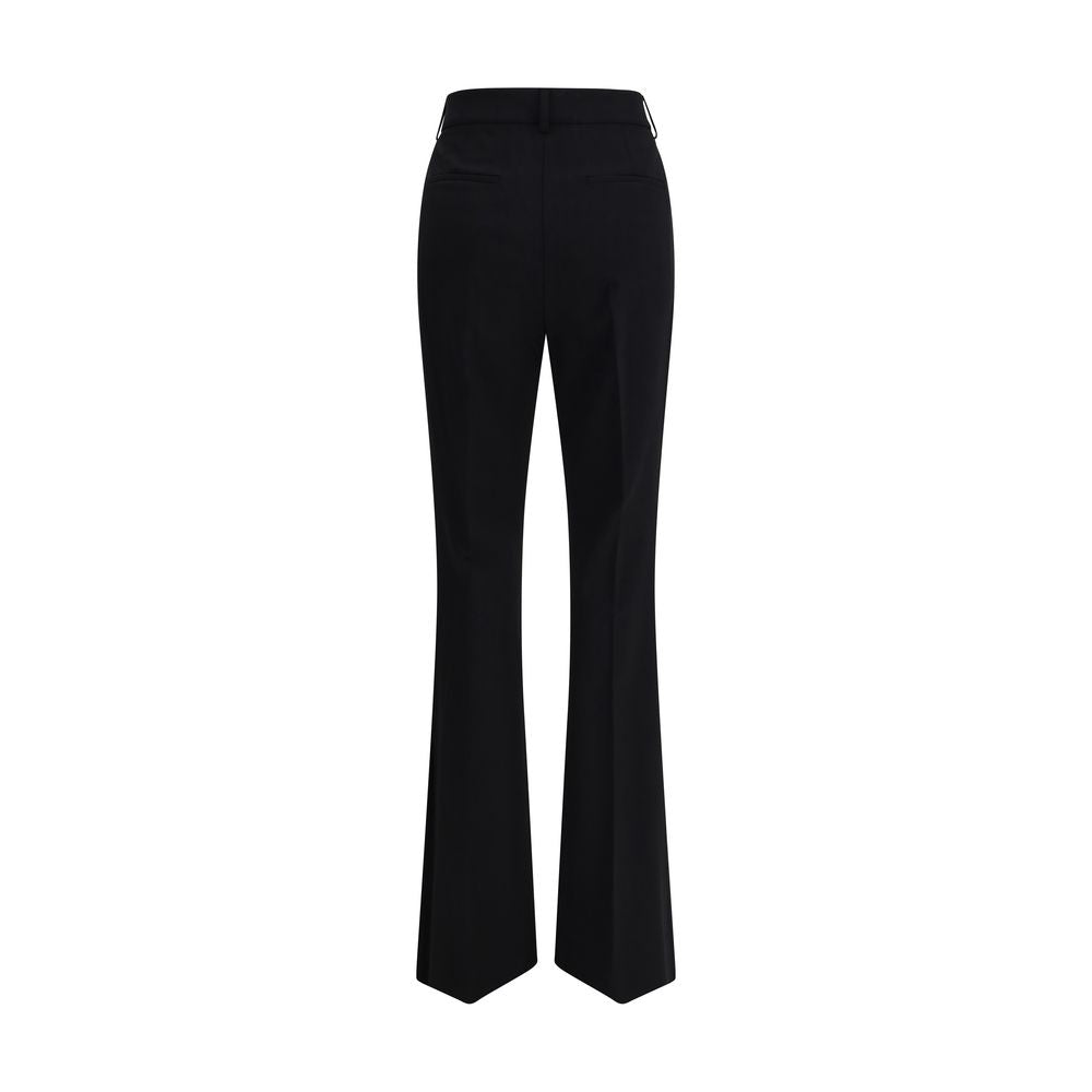 Black Fleece Wool Flared Pants