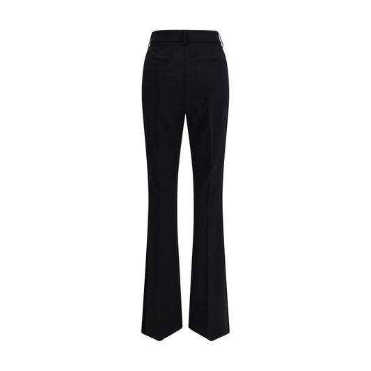 Black Fleece Wool Flared Pants