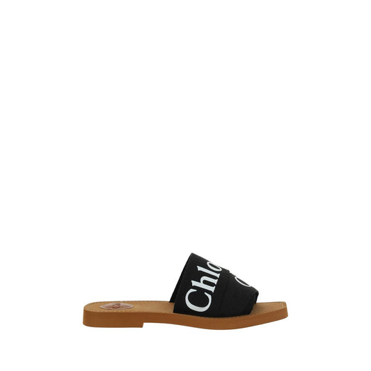 Black Rubber Flat Sandals