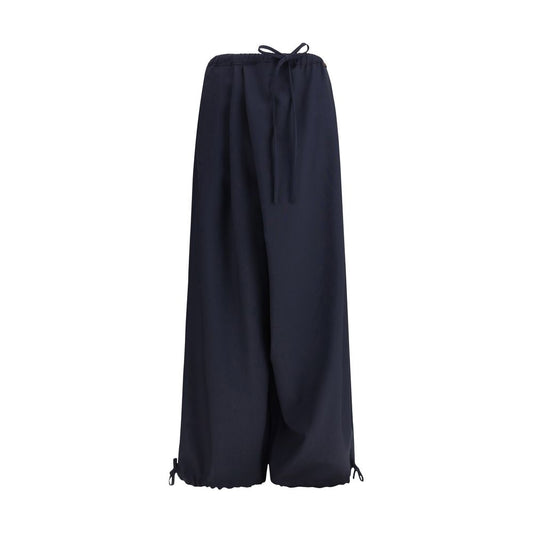 Blue Fleece Wool Casual Pants