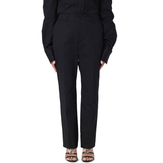 Black Cotton Casual Pants