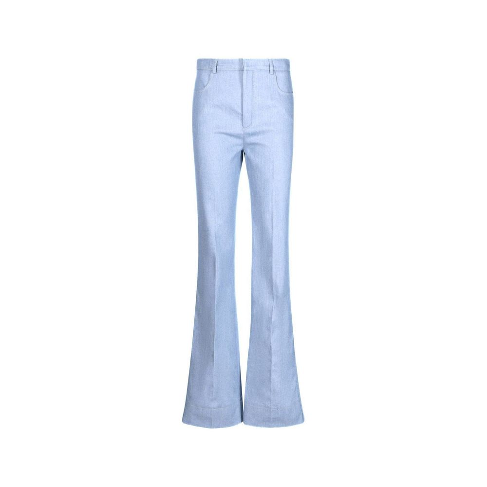 Blue Cotton Flared Pants