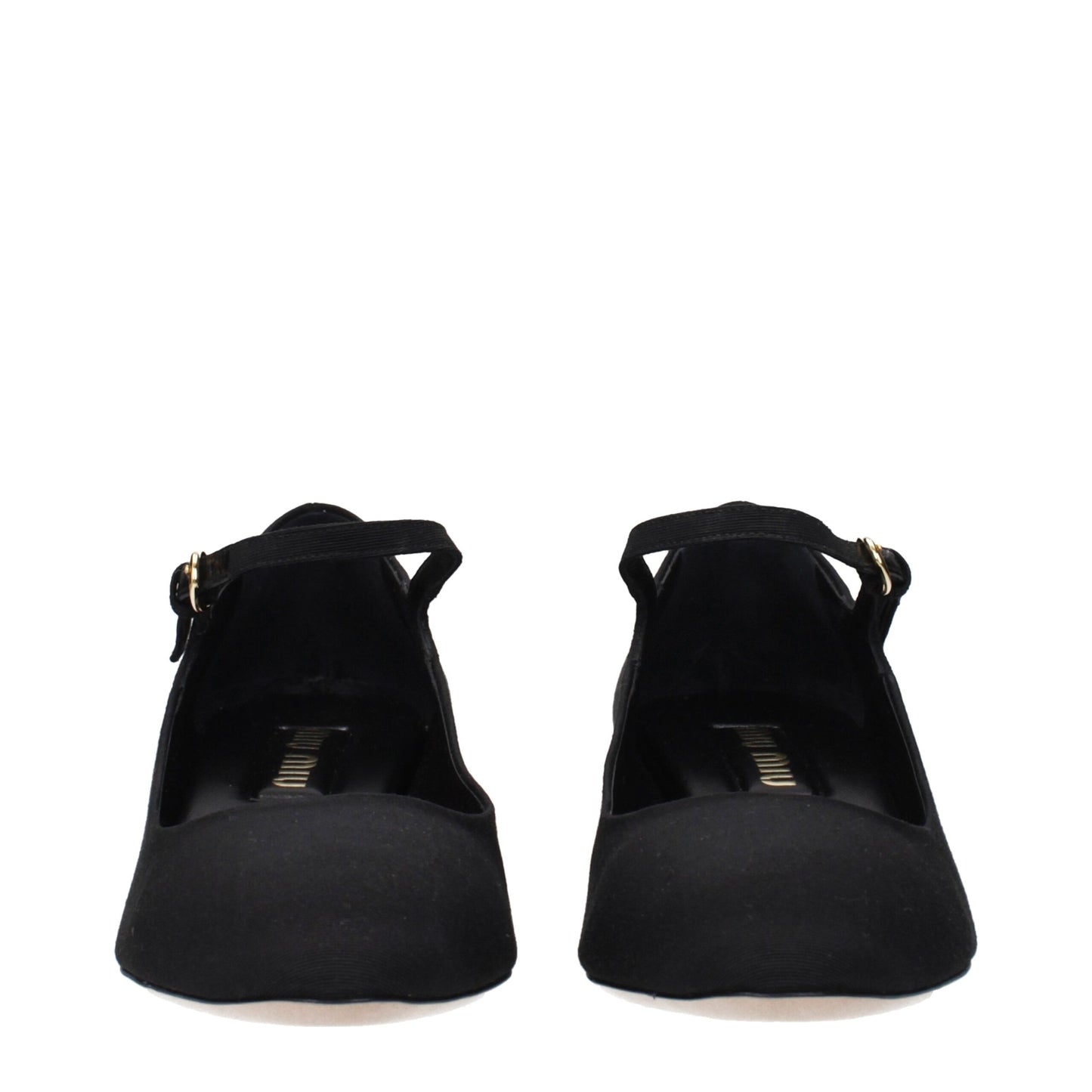 Black Fabric Mid Heel Pumps